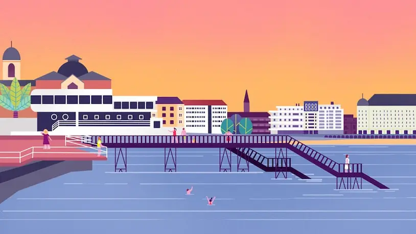 Ilustración del edificio del Real Club Naútico de San Sebastián.