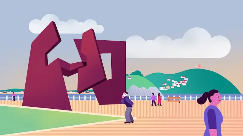 Ilustración de la escultura Construcción Vacía de Jorge Oteiza.
