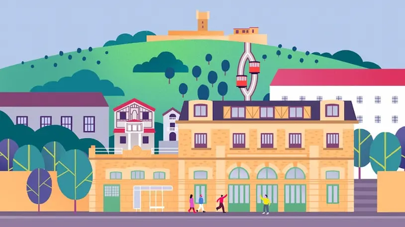 Ilustración del funicular de Donostia.