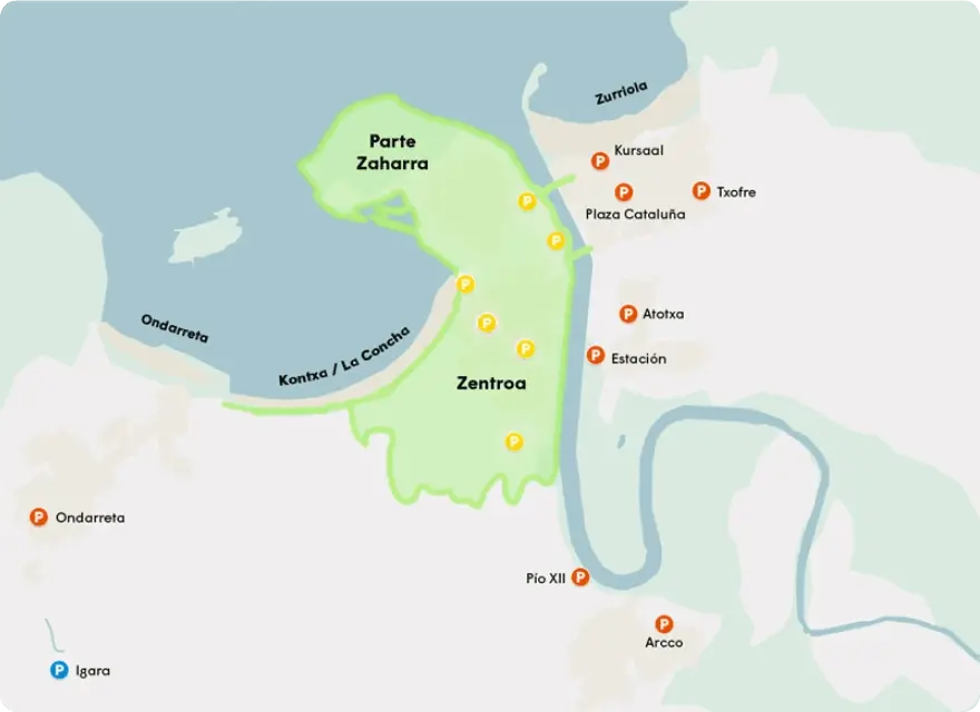 Mapa de la Zona de Bajas Emisiones en Donostia / San Sebastián